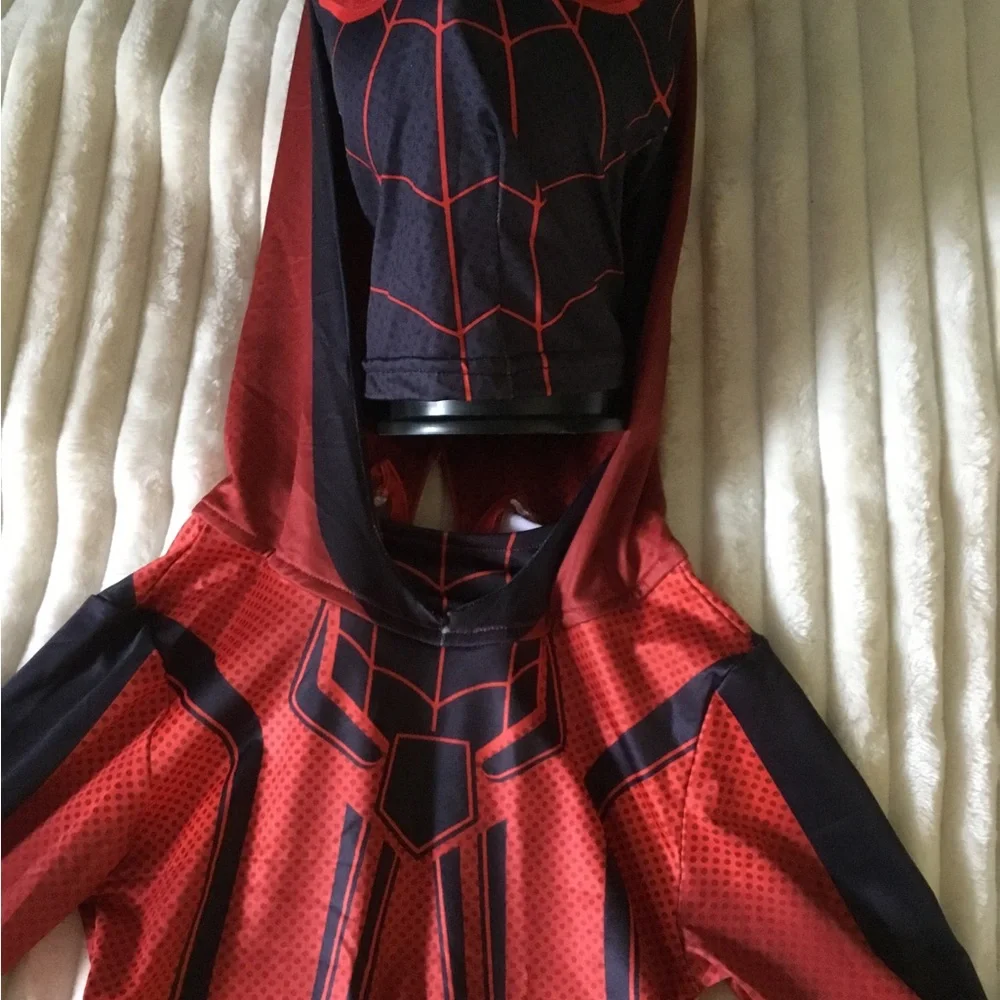 Kids Hooded Spider Superhero Costume - Red & Navy